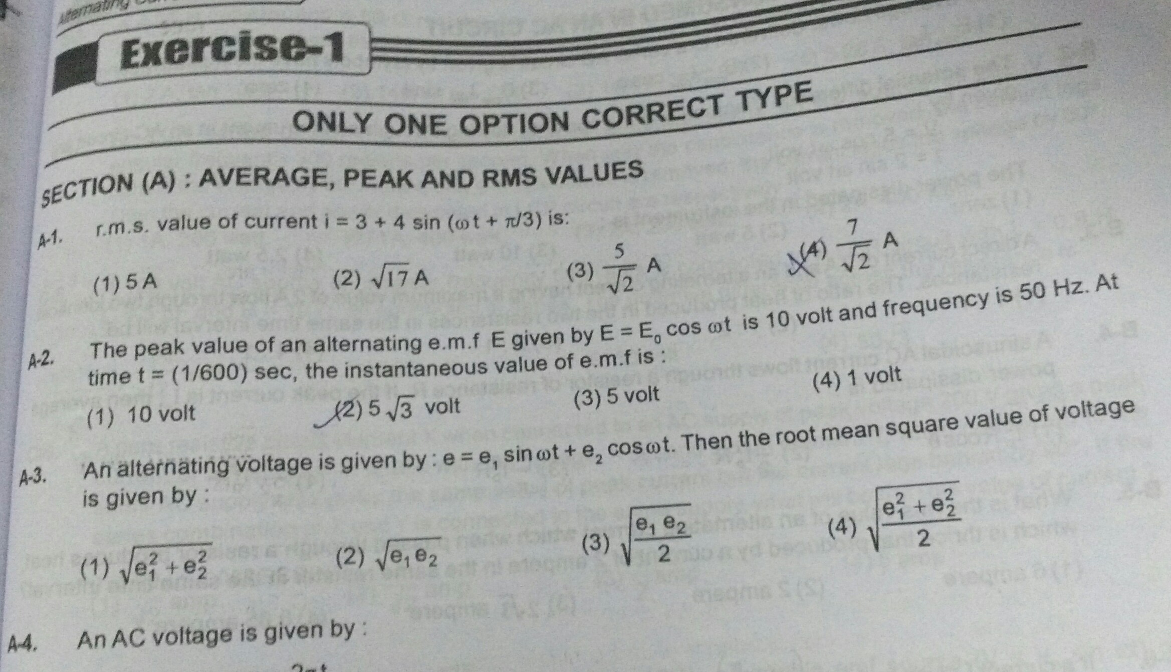Question image for Please solve question number A-3. It is really ur